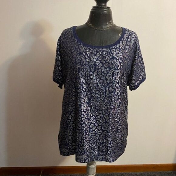 Zenergy by Chico Blue, Silver pullover top, size 2/Large - Picture 1 of 3